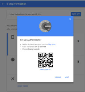 Google Two Step Verification QR code