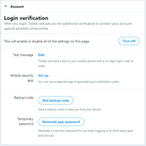 Twitter mobile security app setup