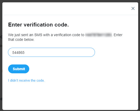 Twitter verification code