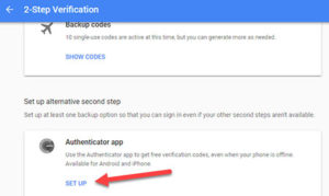 Google 2-step verification setup