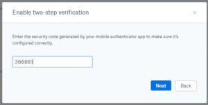 Dropbox security two-step verification - confirm security code