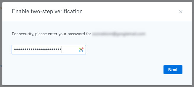 dropbox confirm your password