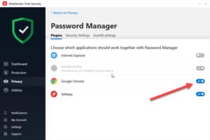 Bitdefender Password Manager Privacy Plugins settings