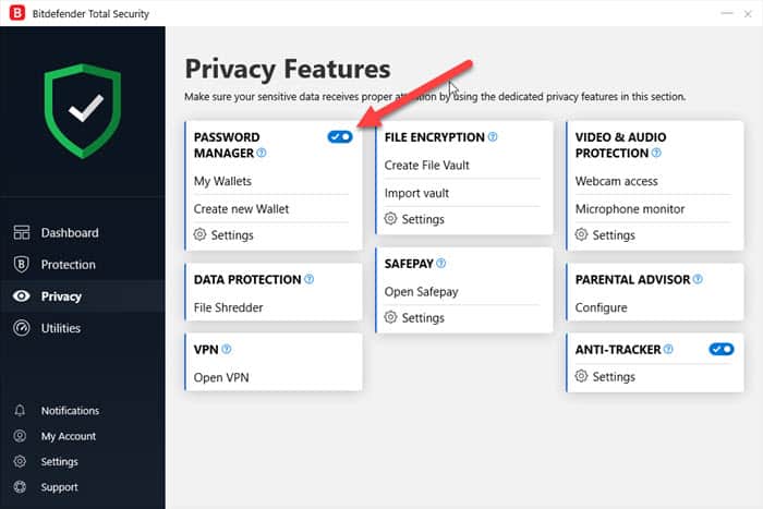 Privacy features