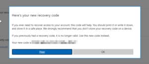 Microsoft Account new Recovery Code revealed