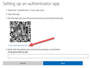 Microsoft Account – setting up an Authenticator app