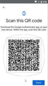 Scan QR Code to transfer Google Authenticator codes