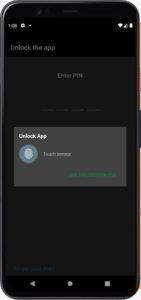 Image showing the request window for finger print scan required to unlock the Authy application.