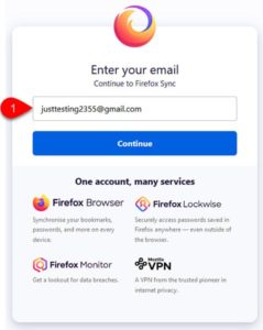 Enter your email form when creating a Firefox account