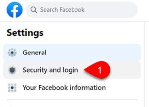 Security and login option for Facebook account.