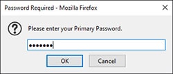 Firefox Primary Password confirmation dialog box