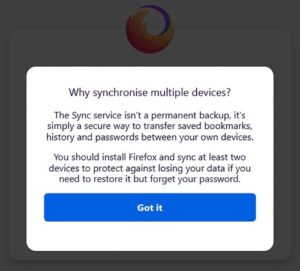 Explanation of why Firefox requires to synchronize with multiple devices