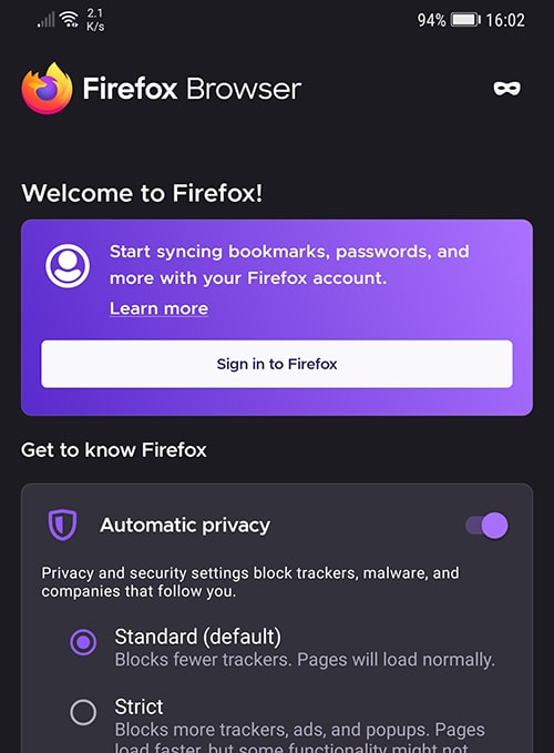 Request to Sign in to Firefox on the mobile version of the browser.