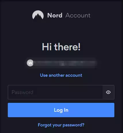 Nord account login page.