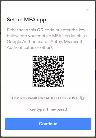 The QR code displayed during Nord account MFA setup.
