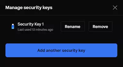Add another security key to the Coinbase account.