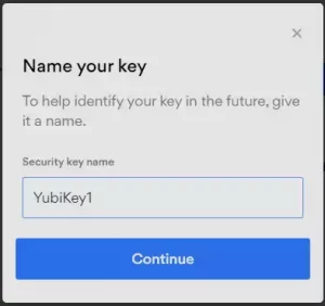 Naming the security key for easy identification