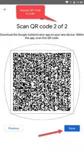 Second QR code generated by the GA app.