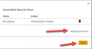 Adding a second YubiKey Security Key to Keeper.