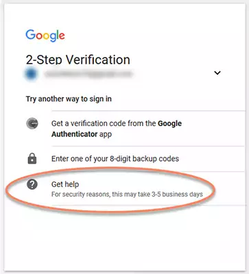 Google 2-Step Verification other options get help.