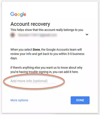 Google Account Recovery add more info.