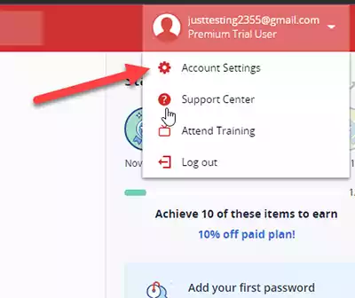 Account Settings in the LastPass manager.