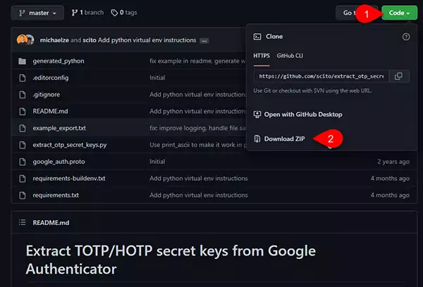 Extract Secret Keys from Google Authenticator software on github.
