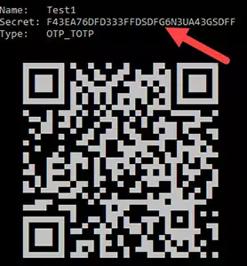 Secret Key extracted from GA QR code.