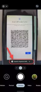 Taking a picture of the Google Authenticator QR code.