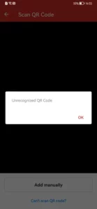 LastPass authenticator - unrecongnized QR code error message.