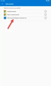 Selecting other account type when adding an account in Microsoft Authenticator.