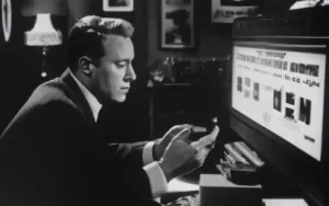 A man is holding a phone with the Google Authenticator app in front of a computer.