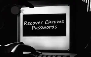 A computer screen with a "Recover Chrome Passwords" phrase on it.